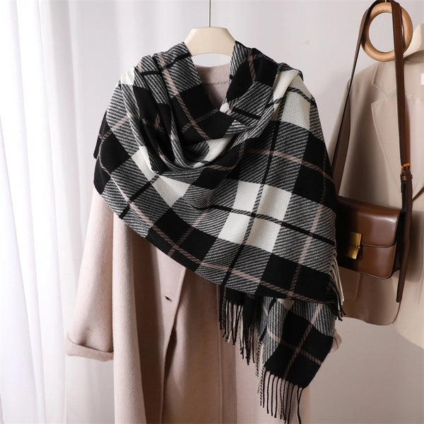 Women's Elegant Classic Style Color Block Polyester Printing Scarf