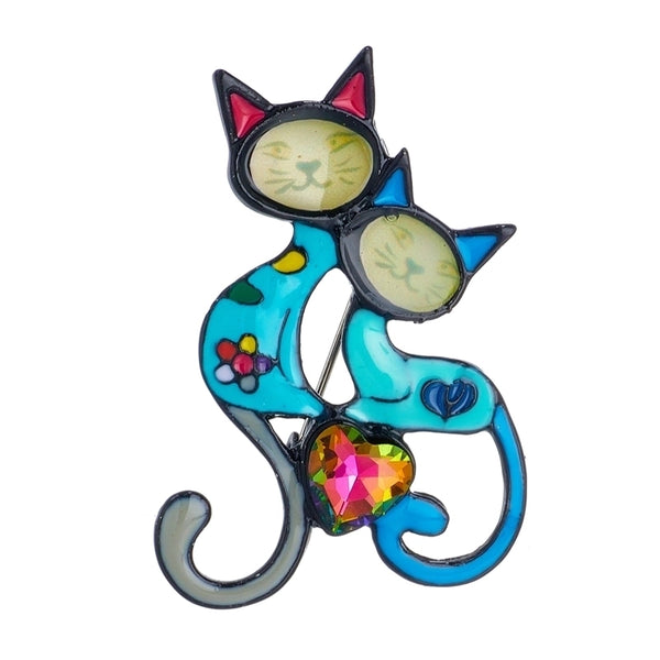 Women's Elegant Cute Retro Heart Cat Alloy Brooches Stoving Varnish Plating Artificial Rhinestones Brooches