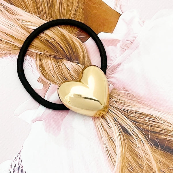 Women's Elegant Heart Shape Alloy Elastic Band Hair Tie