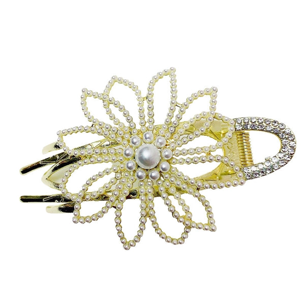 Women's Elegant Lady Floral Alloy Plating Crystal Hair Clip