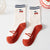 Women's Elegant Lady Lattice Cherry Nylon Cotton Crew Socks A Pair