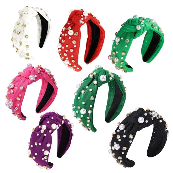 Women's Elegant Lady Streetwear Geometric Cloth Rhinestone Hair Band