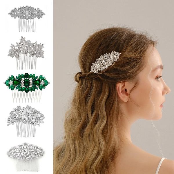 Women's Elegant Leaf Alloy Rhinestone Diamond Insert Comb