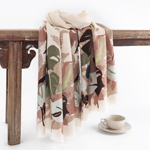 Women's Elegant Plant Polyester Scarf