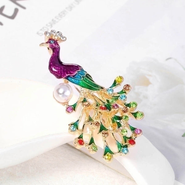 Women's Elegant Retro Animal Peacock Alloy Brooches Plating Rhinestone Brooches