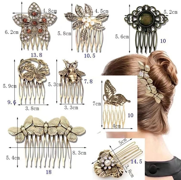 Women's Elegant Retro Streetwear Leaves Floral Alloy Plating Insert Comb