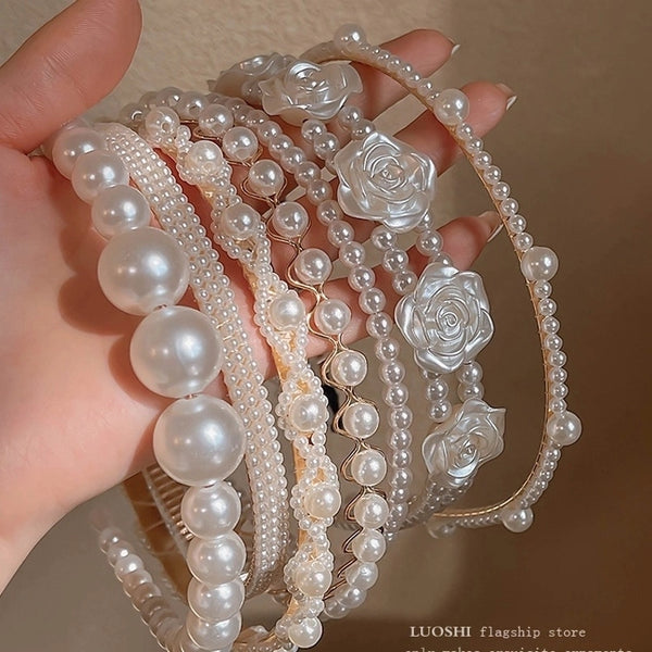 Women's Elegant Simple Style Solid Color Cloth Beaded Hair Band