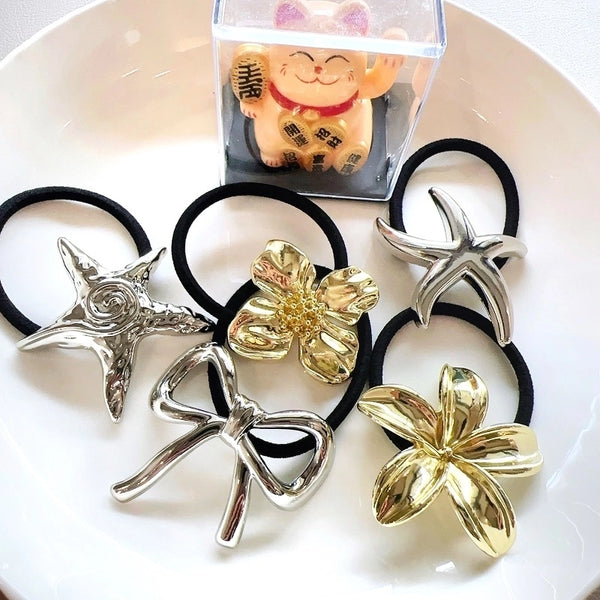 Women's Elegant Simple Style Starfish Flower Bow Knot Alloy Plating Hair Tie