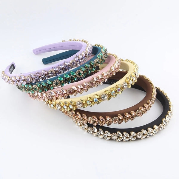 Women's Elegant Solid Color Cloth Rhinestone Knitting Hair Band