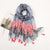 Women's Elegant Stripe Flower Cotton And Linen Tassel Scarf