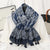 Women's Elegant Stripe Flower Cotton And Linen Tassel Scarf