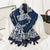 Women's Elegant Stripe Flower Cotton And Linen Tassel Scarf