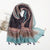 Women's Elegant Stripe Flower Cotton And Linen Tassel Scarf