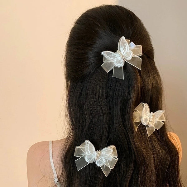 Women's Elegant Sweet Butterfly Bow Knot Gauze Hair Clip