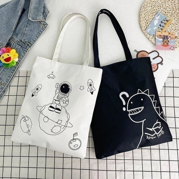 Women's Fashion Cartoon Oxford Cloth Shopping Bags