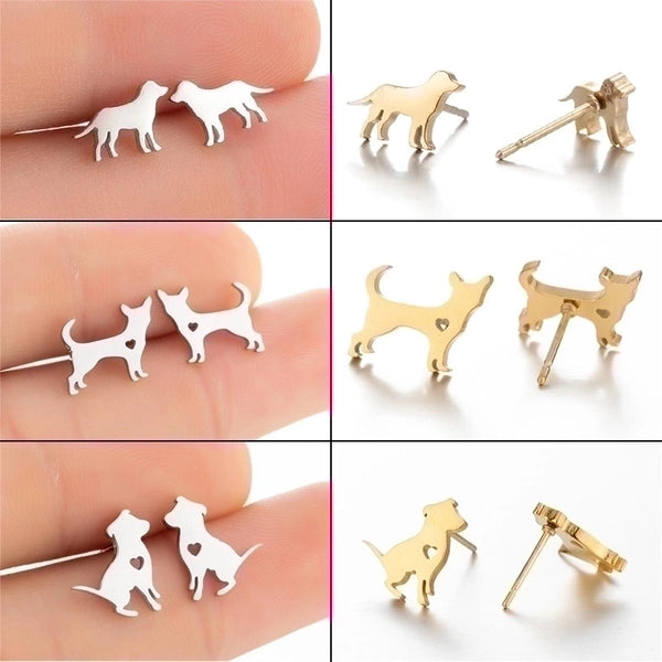 Women's Fashion Dog Cat Stainless Steel No Inlaid Ear Studs Stainless Steel Earrings