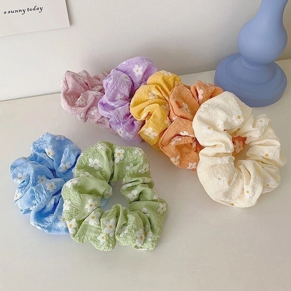 Women's Fashion Flower Cloth Pleated Hair Tie