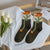 Women's Fashion Flower Nylon Cotton Jacquard Crew Socks 2 Pieces