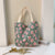 Women's Fashion Flower Oxford Cloth Shopping Bags