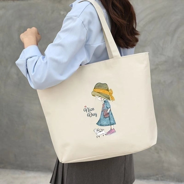 Women's Fashion Geometric Oxford Cloth Shopping Bags