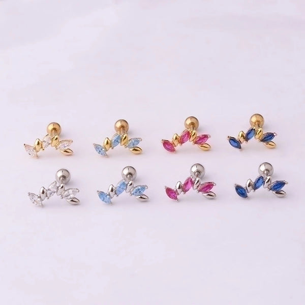 Women's Fashion Geometric Stainless Steel Metal Ear Studs Plating Inlay Zircon