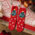 Women's Fashion Santa Claus Snowman Snowflake Coral Fleece Jacquard Crew Socks