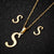 Women's Fashion Simple Style Letter Stainless Steel Pendant Necklace Ear Studs Plating Jewelry Sets