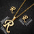 Women's Fashion Simple Style Letter Stainless Steel Pendant Necklace Ear Studs Plating Jewelry Sets