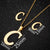 Women's Fashion Simple Style Letter Stainless Steel Pendant Necklace Ear Studs Plating Jewelry Sets