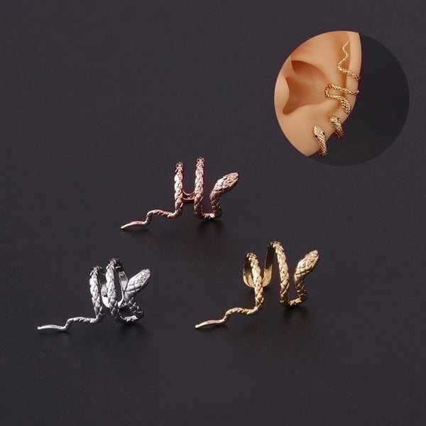 Women's Fashion Snake Metal Artificial Gemstones Ear Clip Plating Copper Earrings