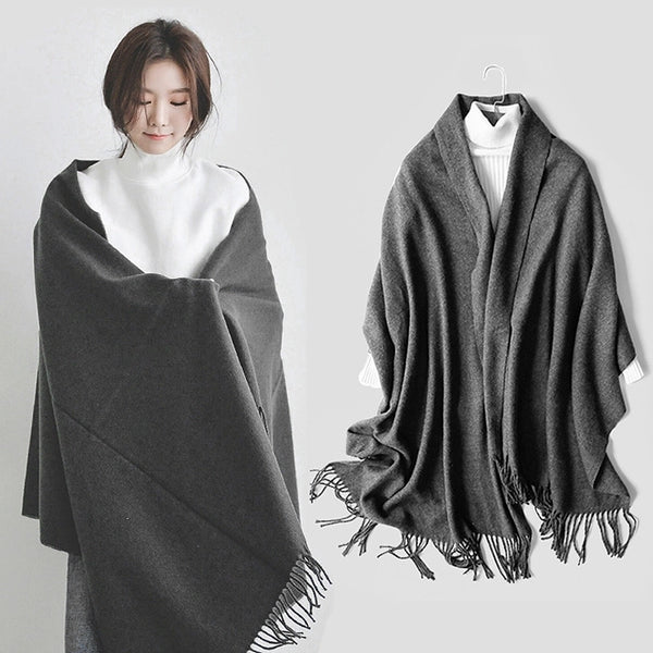 Women's Fashion Solid Color Artificial Wool Polyester Winter Scarves