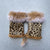 Women's Fashion Solid Color Leopard Faux Suede Gloves 1 Pair