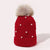 Women's Fashion Solid Color Pom Poms Pearl Crimping Wool Cap