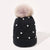 Women's Fashion Solid Color Pom Poms Pearl Crimping Wool Cap