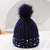 Women's Fashion Solid Color Pom Poms Pearl Crimping Wool Cap