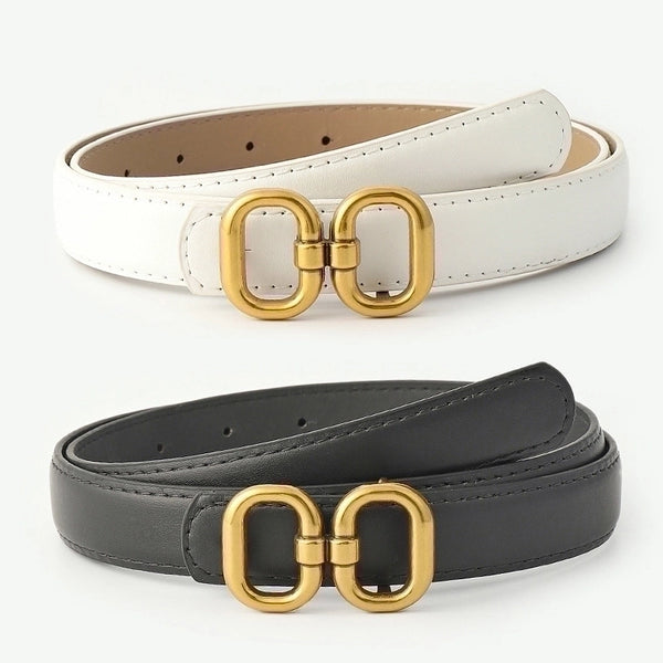 Women's Fashion Solid Color Pu Leather Alloy Belt