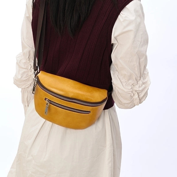 Women's Fashion Solid Color Pu Leather Waist Bags