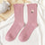 Women's Fashion Stripe Flower Cotton Crew Socks A Pair