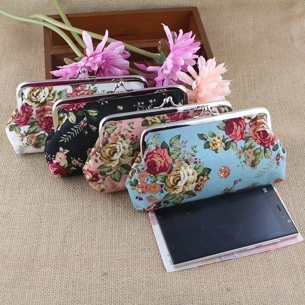 Women's Flower Canvas Buckle Wallets