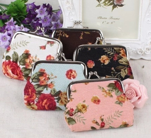 Women's Flower Cotton Buckle Coin Purses