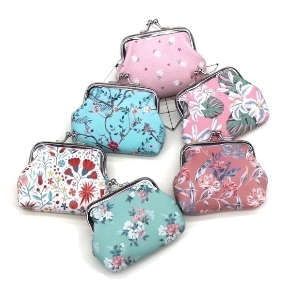 Women's Flower Pu Leather Buckle Coin Purses