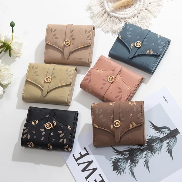 Women's Flower Pu Leather Zipper Buckle Wallets