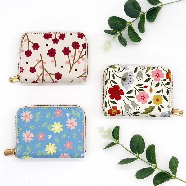 Women's Flower Pu Leather Zipper Wallets