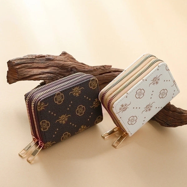 Women's Flower Pu Leather Zipper Wallets