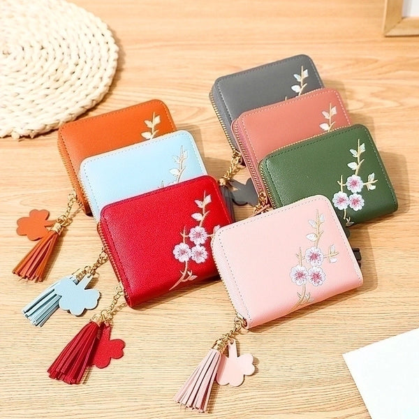 Women's Flower Pu Leather Zipper Wallets