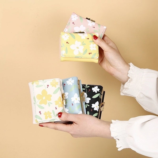 Women's Flower Pu Leather Zipper Wallets