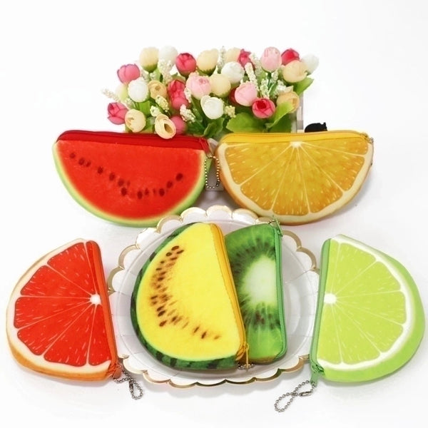 Women's Fruit Plush Zipper Coin Purses