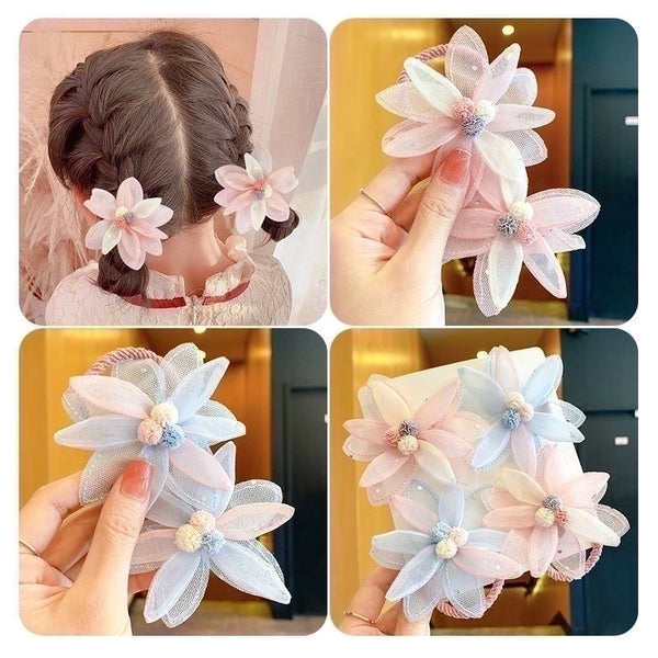 Women's Girl's Cute Sweet Flower Gauze Hair Clip Hair Tie