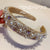 Women's Glam Korean Style Plaid Resin Inlay Crystal Pearl Hair Band