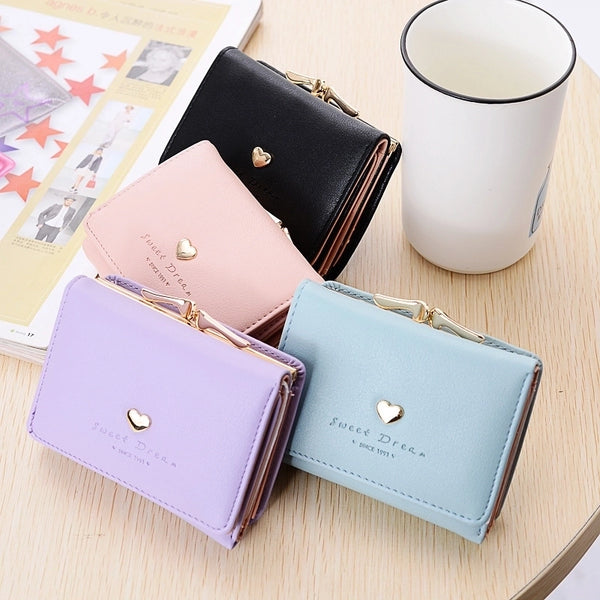 Women's Heart Shape Pu Leather Buckle Coin Purses